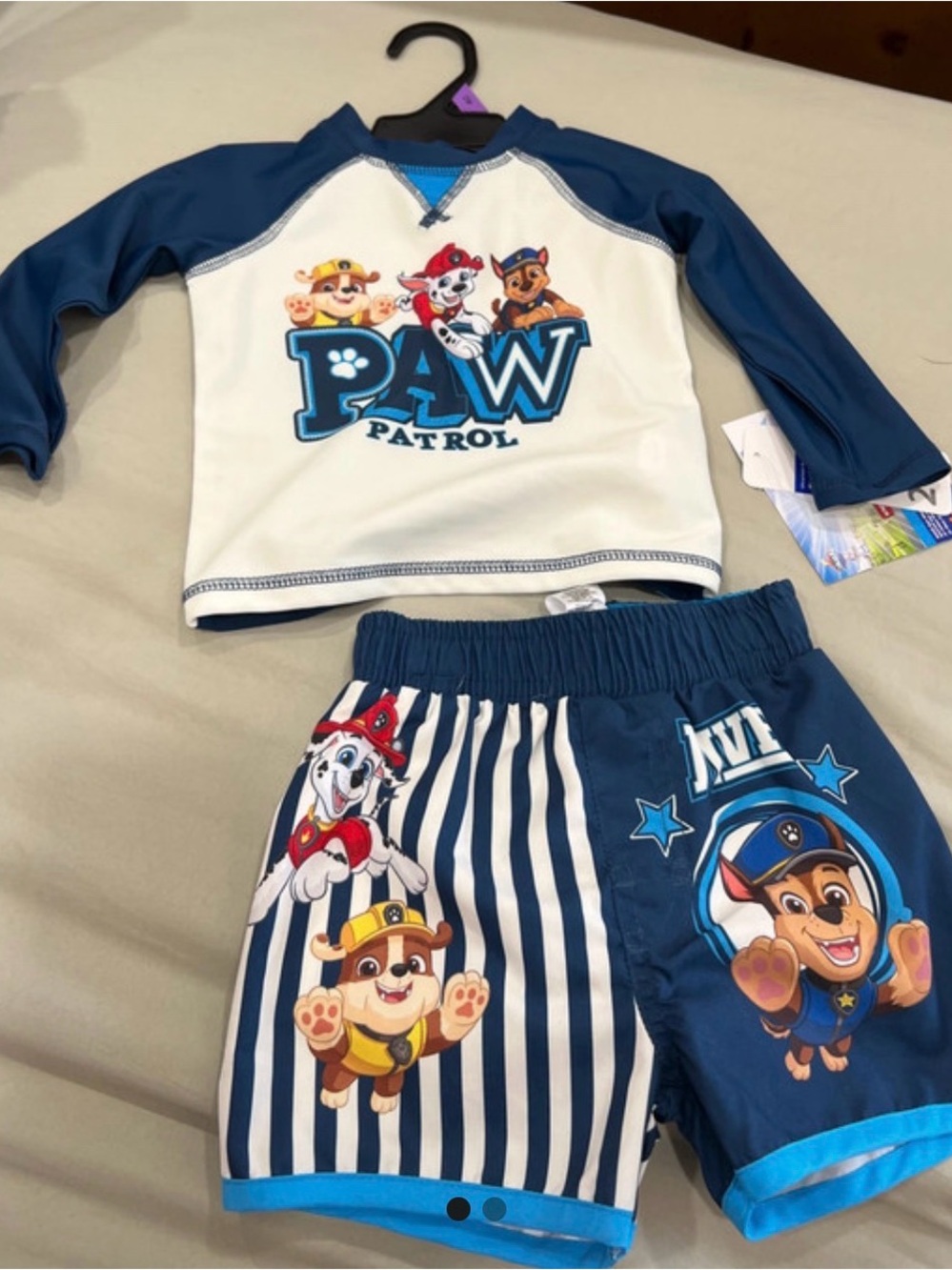 Paw Patrol Navy and White Rash Guard Swim Set